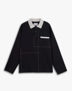 Long-Sleeve Polo With Split-Lines