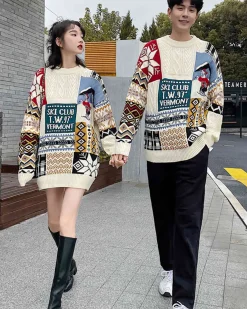 Loose-Cut Colorblock Crew Jumper