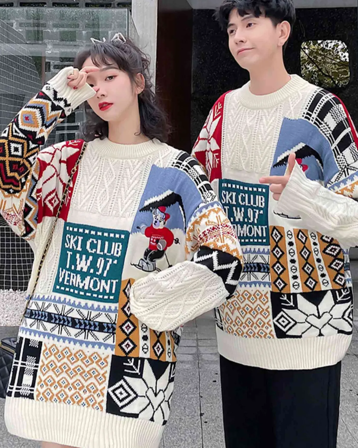 Loose-Cut Colorblock Crew Jumper
