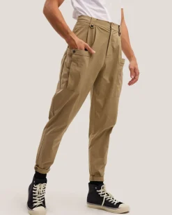 Mid Waist Tapered Leg Pants