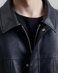 Multi-Pocket Leather-Like Long Coat