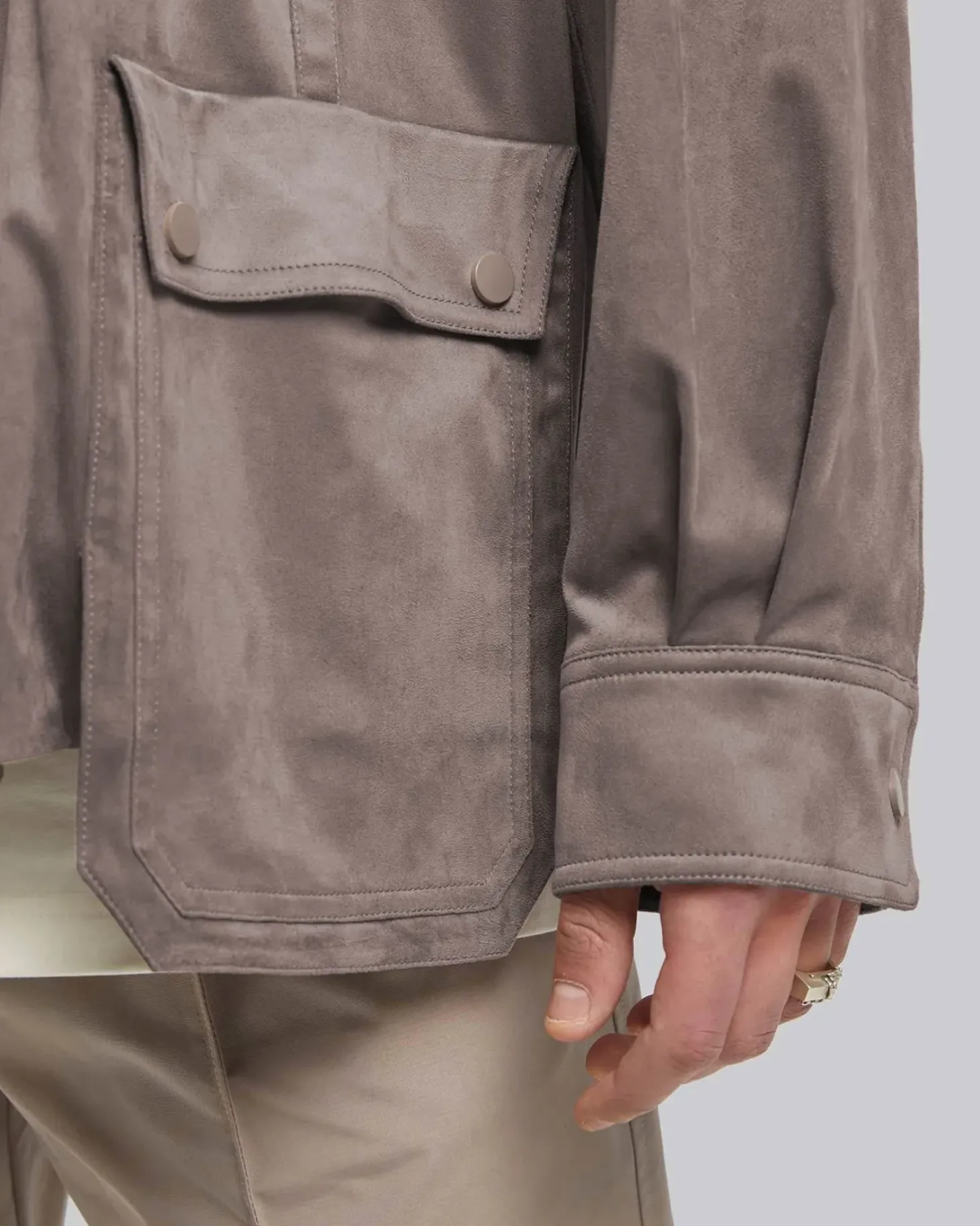 Multi-Pocket Suede-Like Jacket