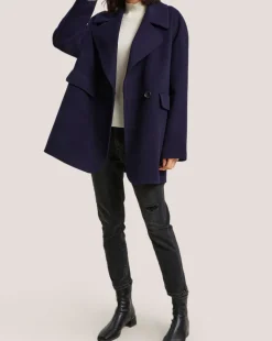 Notch Lapel Double Breasted Wool Coat