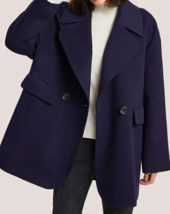 Notch Lapel Double Breasted Wool Coat