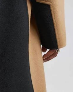Paneled Duo-Chromatic Cashmere Coat