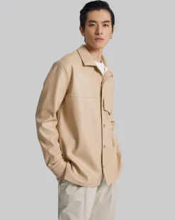 Pristine Faux-Leather Outer-Shirt