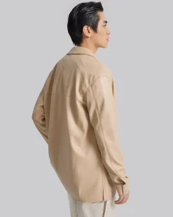 Pristine Faux-Leather Outer-Shirt