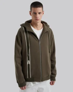 Side-Tape Zip Up Hoodie