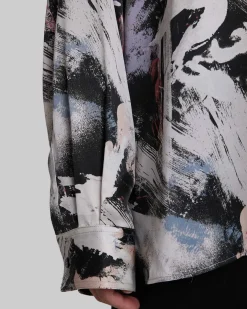 Silk Brushstroke-Print Shirt