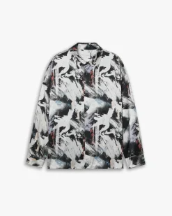 Silk Brushstroke-Print Shirt