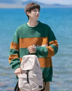 Striped Cotton Crewneck Sweatshirt