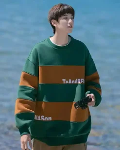 Striped Cotton Crewneck Sweatshirt