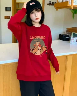 Tiger Print Crewneck Sweatshirt