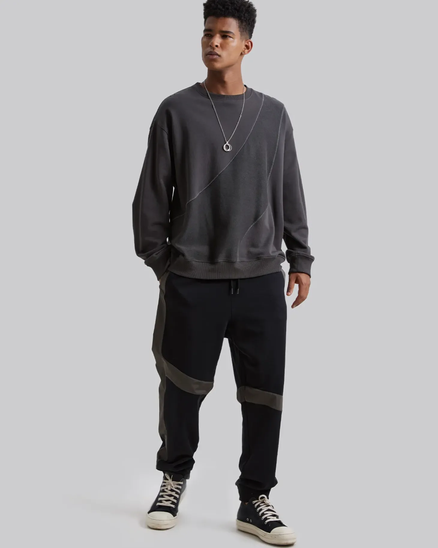 Track Pants With Asymmetrical Pattern