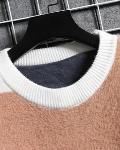 Two-Tone Crewneck Knit Jumper