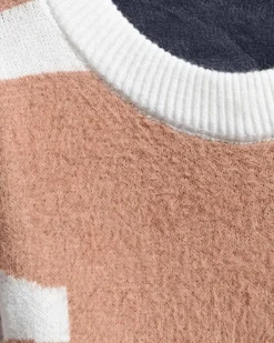Two-Tone Crewneck Knit Jumper
