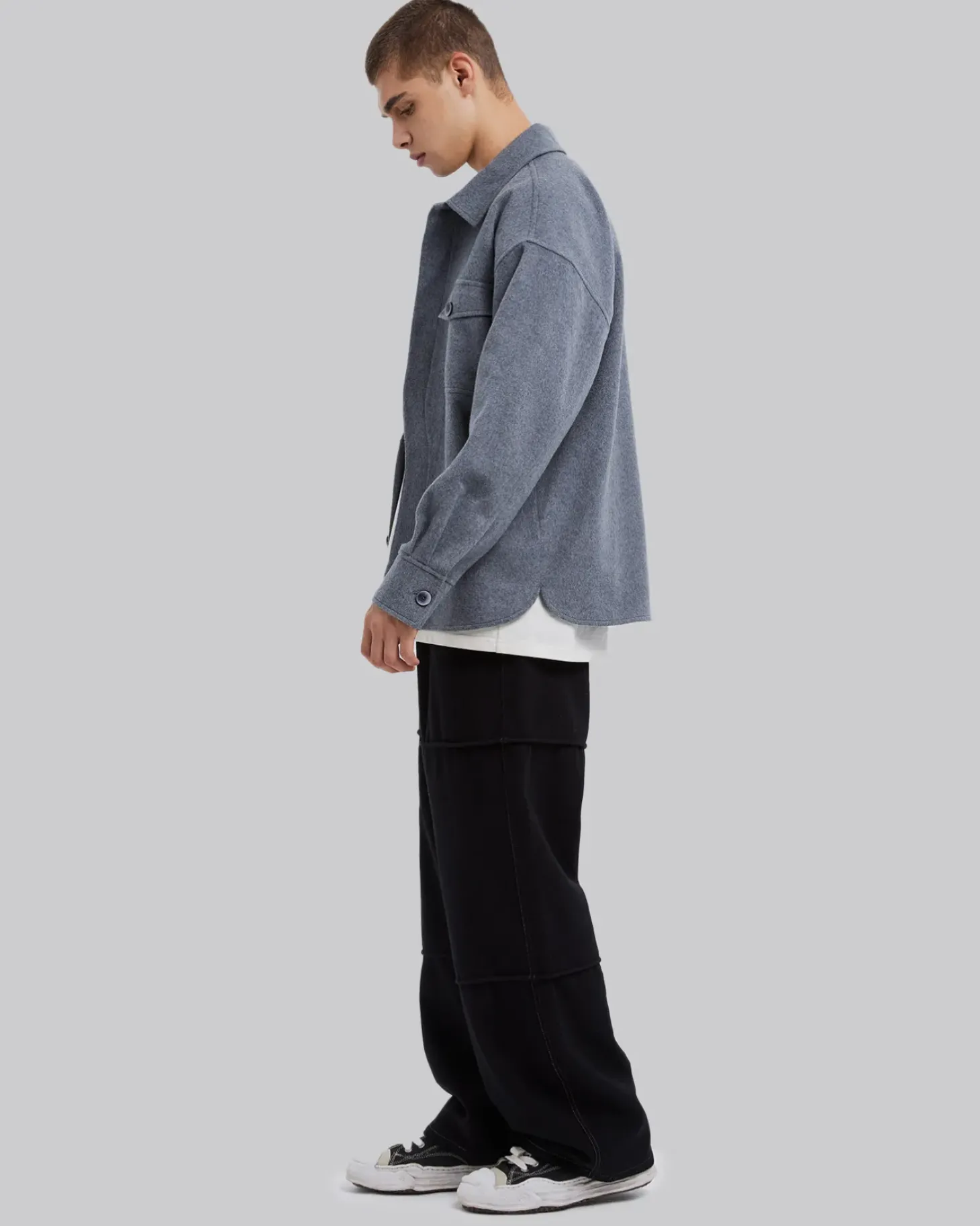 Unique Front-Closure Wool Coat