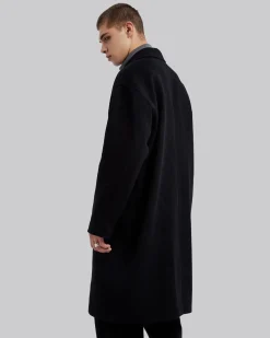 Zip Front Wool Long Coat