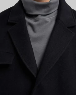 Zip Front Wool Long Coat