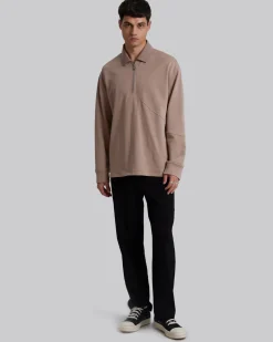 Zippered Polo Shirt With Splits