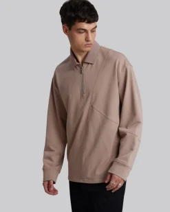 Zippered Polo Shirt With Splits